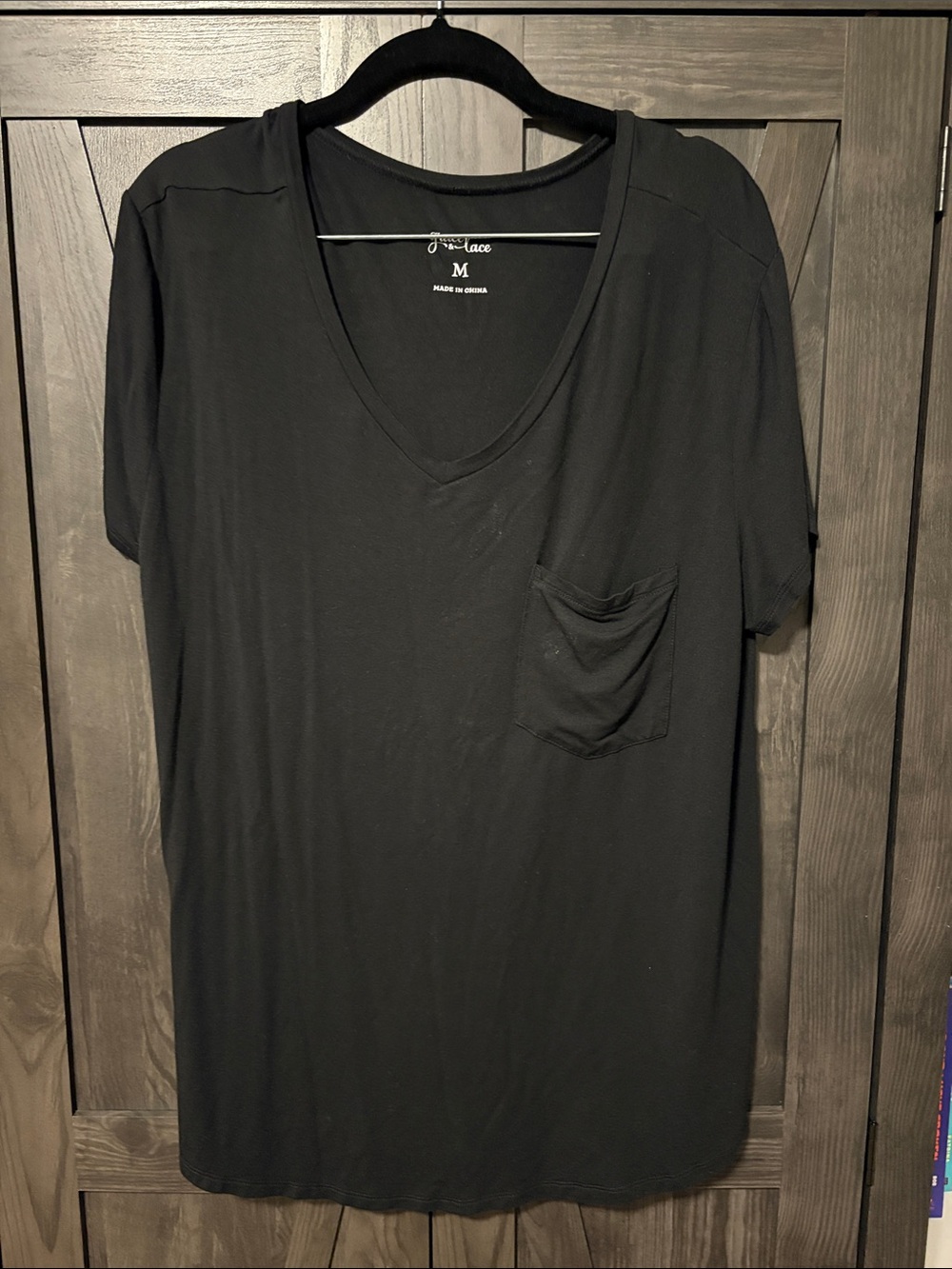 Grace & Lace Black V-Neck Pocket Tee